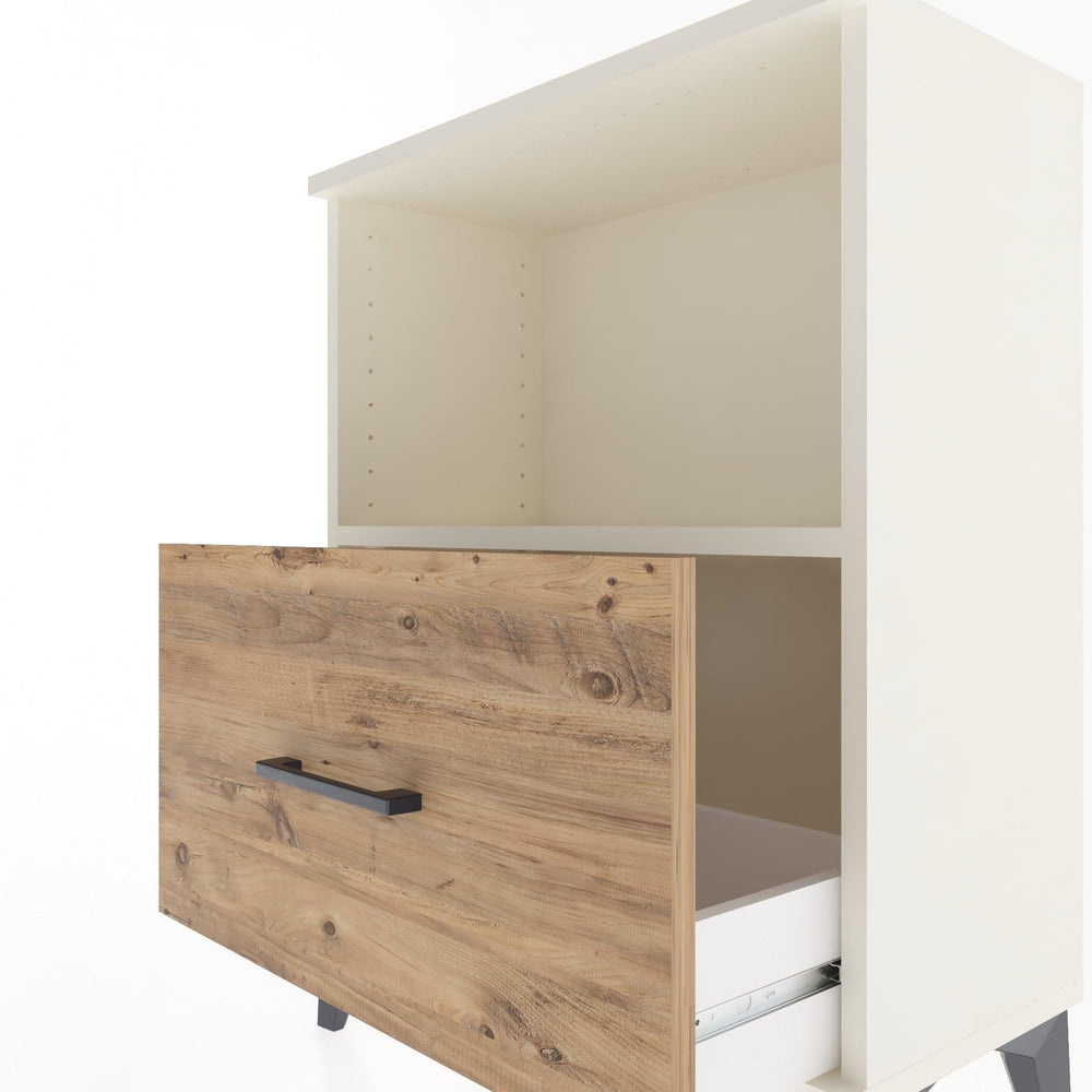 Woodntry Modular Nightstand Moonstone 60x30x68 cm with Drawer and Shelf CR11-1