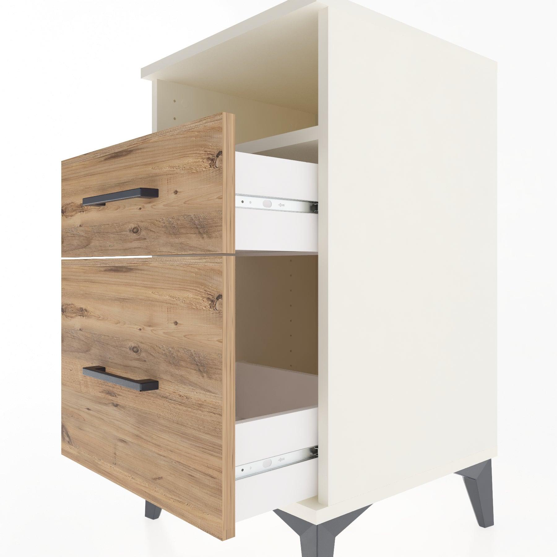 Woodntry Modular Nightstand Moonstone 44x44x68 cm with Drawer and Shelf CR11-1