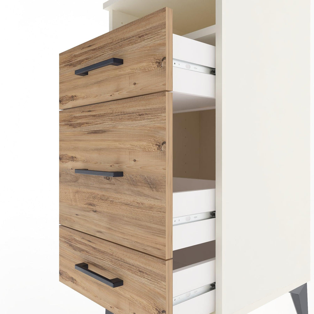 Woodntry Modular Nightstand Moonstone 44x44x84 cm with Drawer and Shelf CR11-1