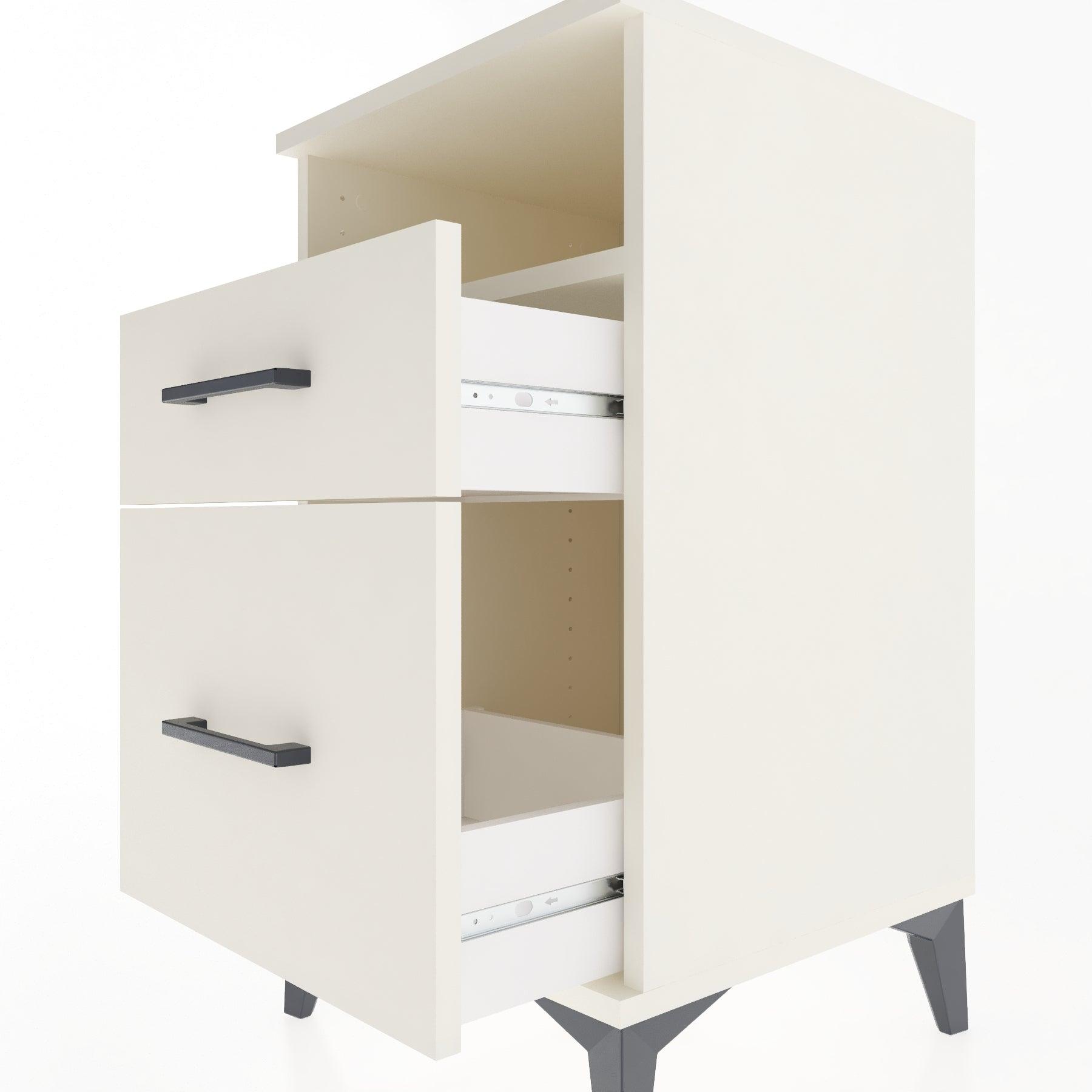 Woodntry Modular Nightstand Moonstone 44x44x68 cm with Drawer and Shelf CR11-1