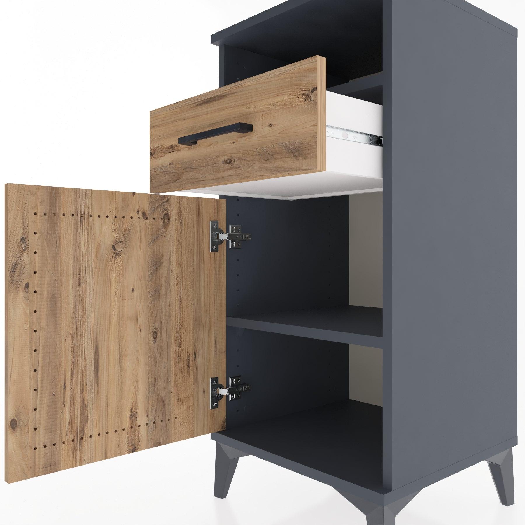 Woodntry Modular Nightstand Anthracite 44x44x84 cm Functional F33-2