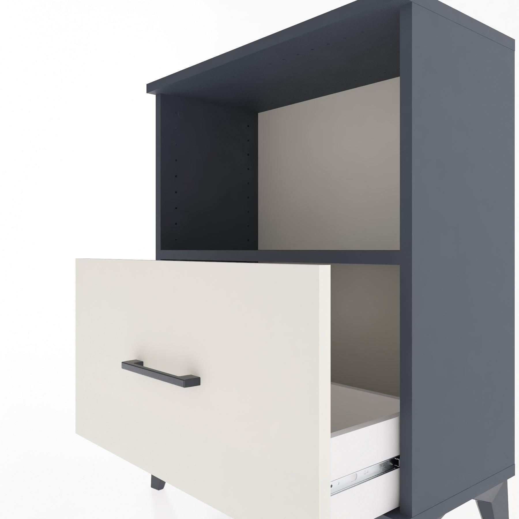 Woodntry Modular Nightstand Anthracite 60x30x68 cm with Drawer and Shelf CR11-2