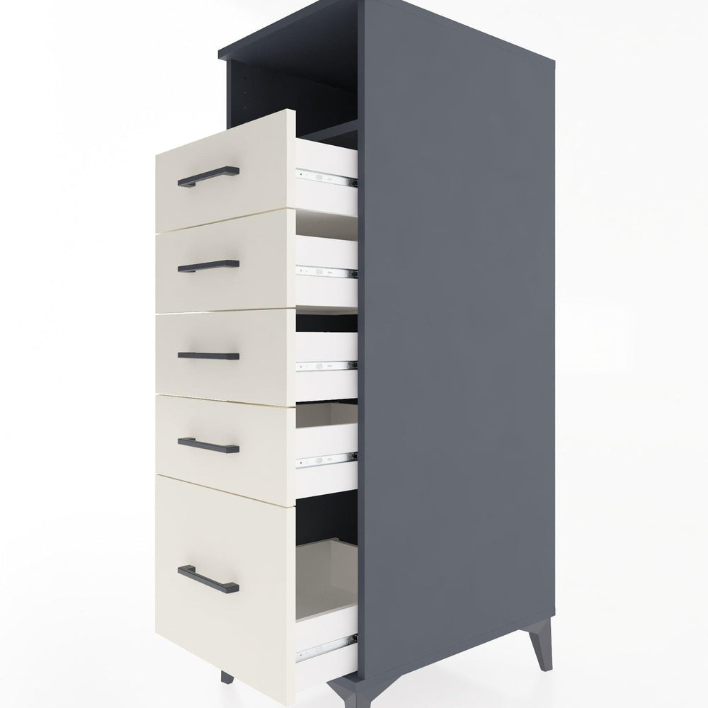 Woodntry Modular Cabinet Anthracite 44x30x122 cm with Drawers and Shelves CR111-2