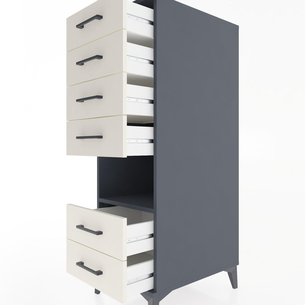 Woodntry Modular Cabinet Anthracite 44x30x122 cm with Drawers and Shelves CR61-2