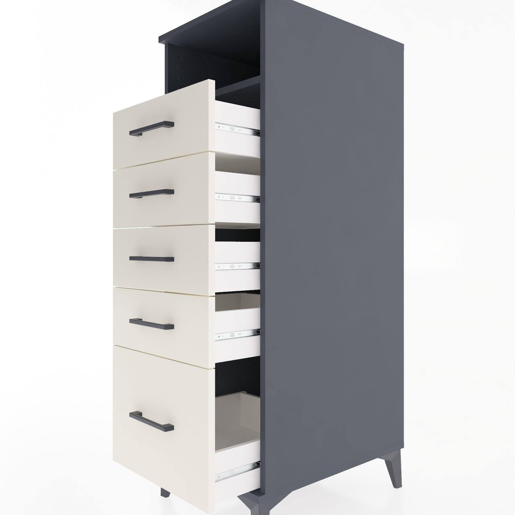 Woodntry Modular Cabinet Anthracite 44x30x122 cm with Drawers and Shelves CR11-2