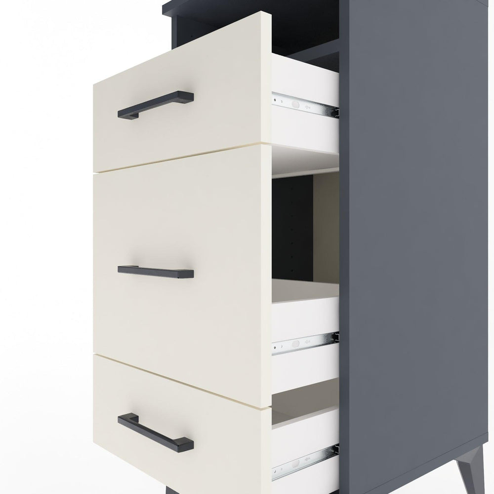 Woodntry Modüler Komodin Antrasit 44x44x84 cm Çekmeceli ve Raflı CR11-2