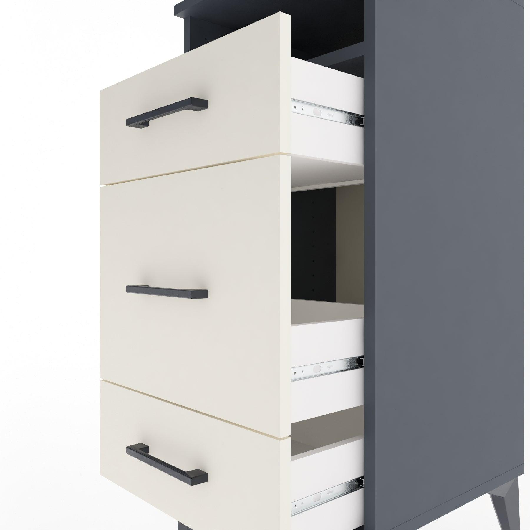 Woodntry Modular Nightstand Anthracite 44x44x84 cm with Drawers and Shelves CR11-2