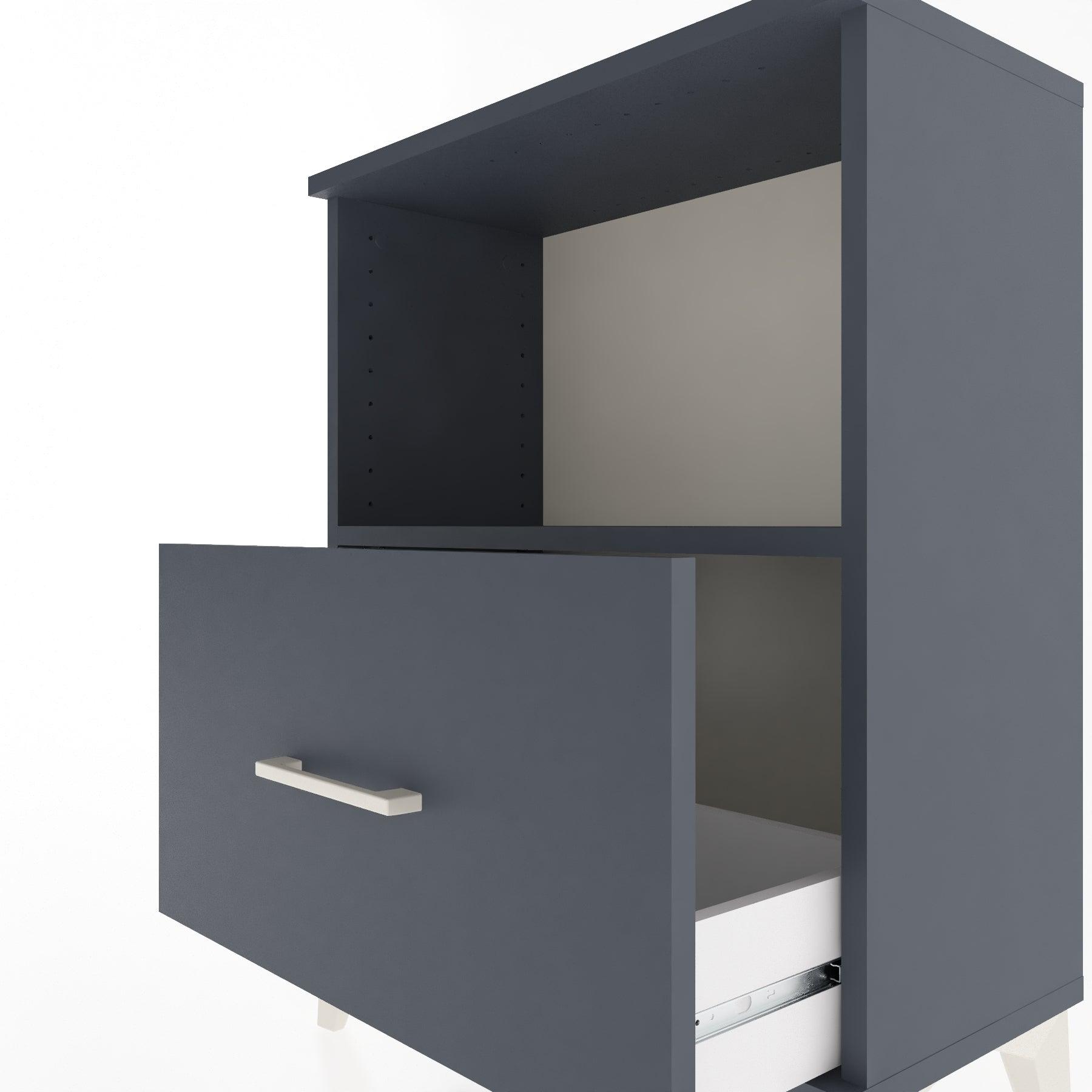 Woodntry Modular Nightstand Anthracite 60x30x68 cm with Drawer and Shelf CR11-2