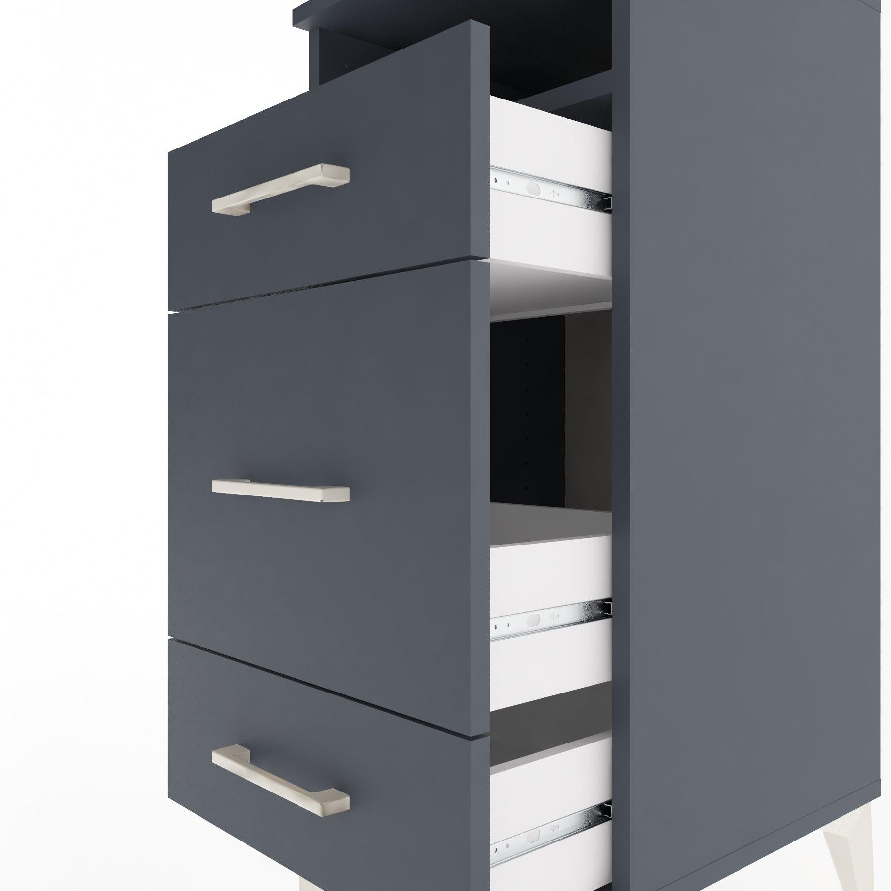 Woodntry Modular Nightstand Anthracite 44x44x84 cm with Drawers and Shelves CR11-2