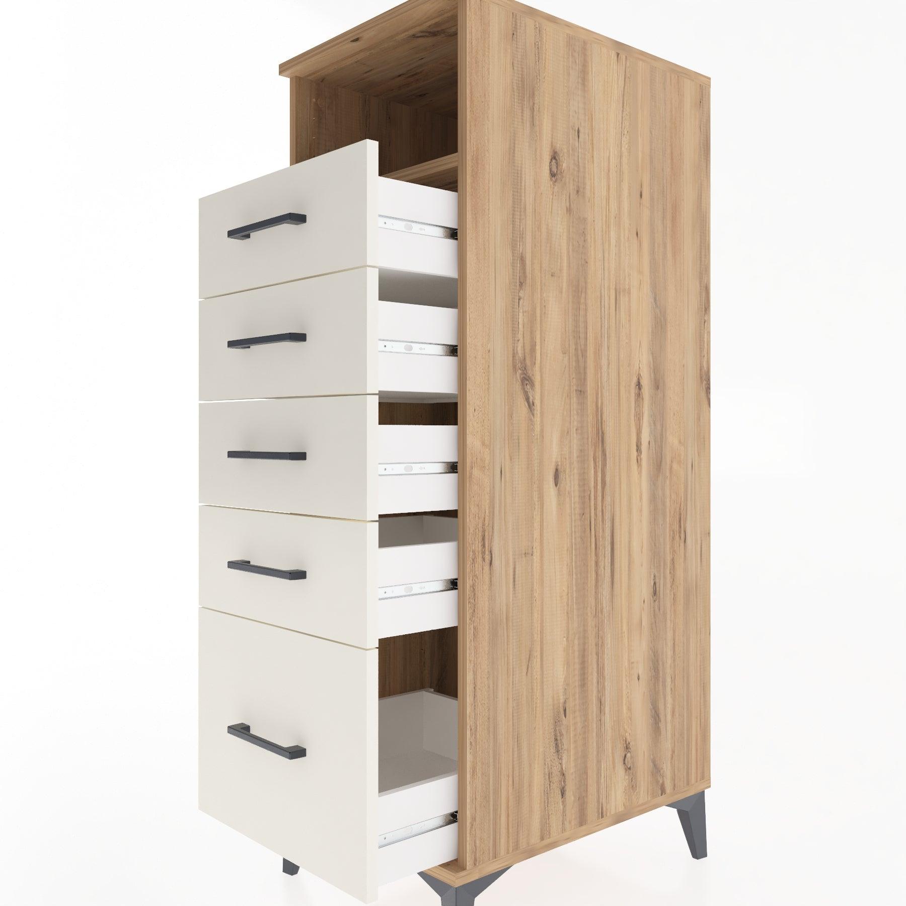 Woodntry Modular Cabinet Pine 44x59x122 cm with Drawers and Shelves CR111-3