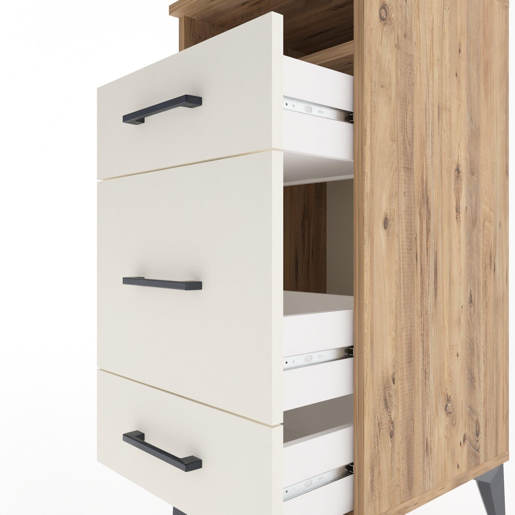 Woodntry Modular Nightstand Pine 44x44x84 cm with Drawers and Shelves CR11-3