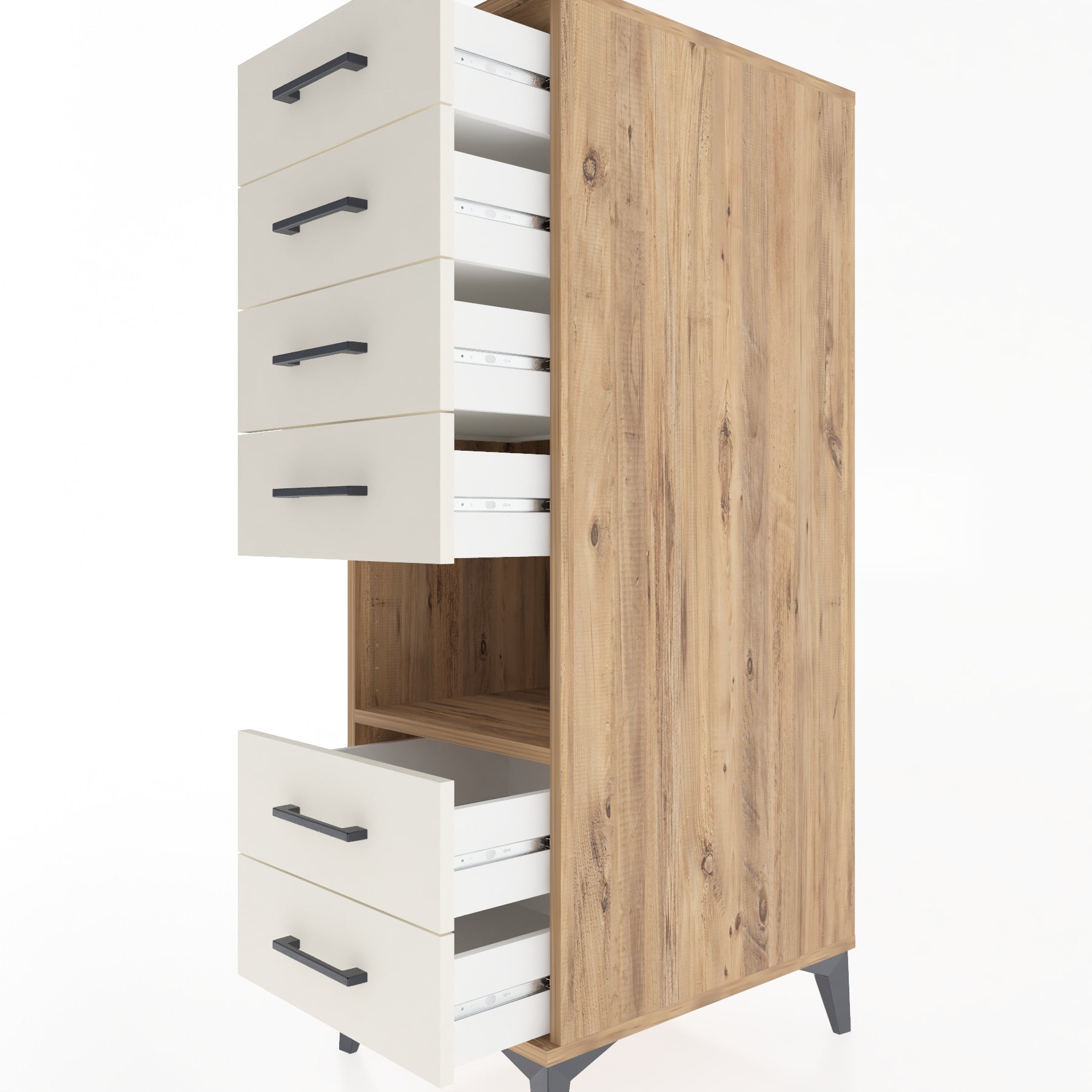 Woodntry Modular Cabinet Pine 44x59x122 cm with Drawers and Shelves CR61-3