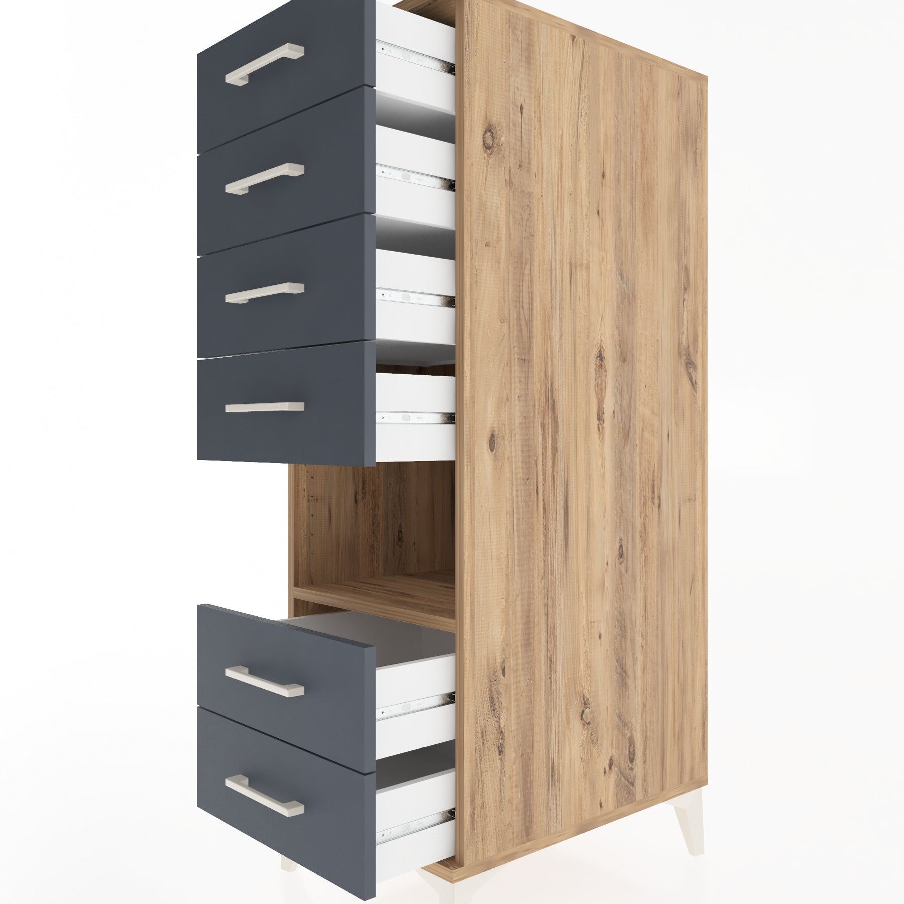 Woodntry Modular Cabinet Pine 44x59x122 cm with Drawers and Shelves CR61-3