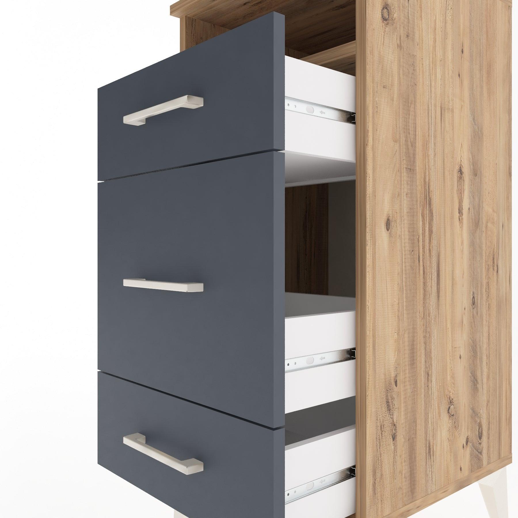 Woodntry Modular Nightstand Pine 44x44x84 cm with Drawers and Shelves CR11-3
