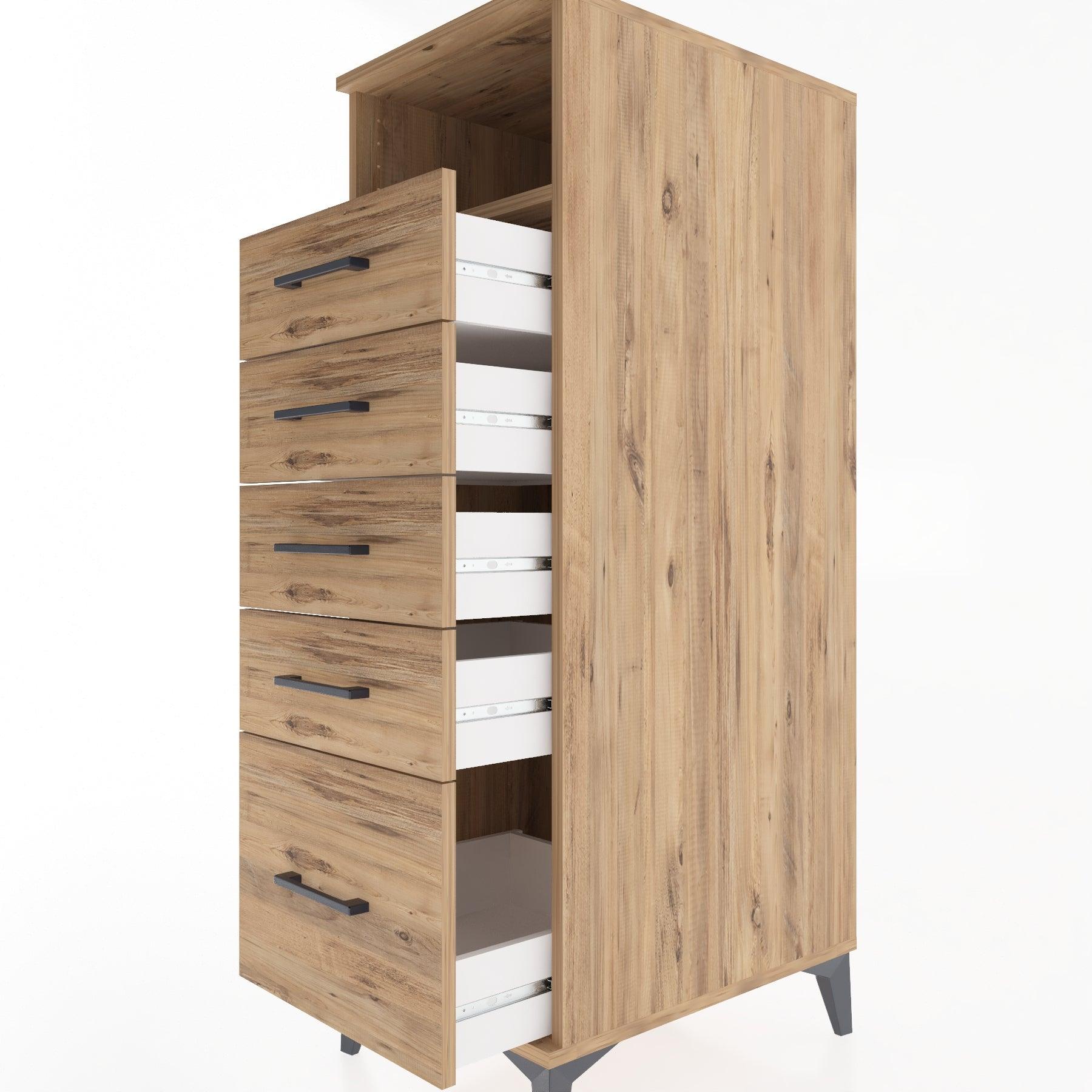 Woodntry Modular Cabinet Pine 44x59x122 cm with Drawers and Shelves CR111-3