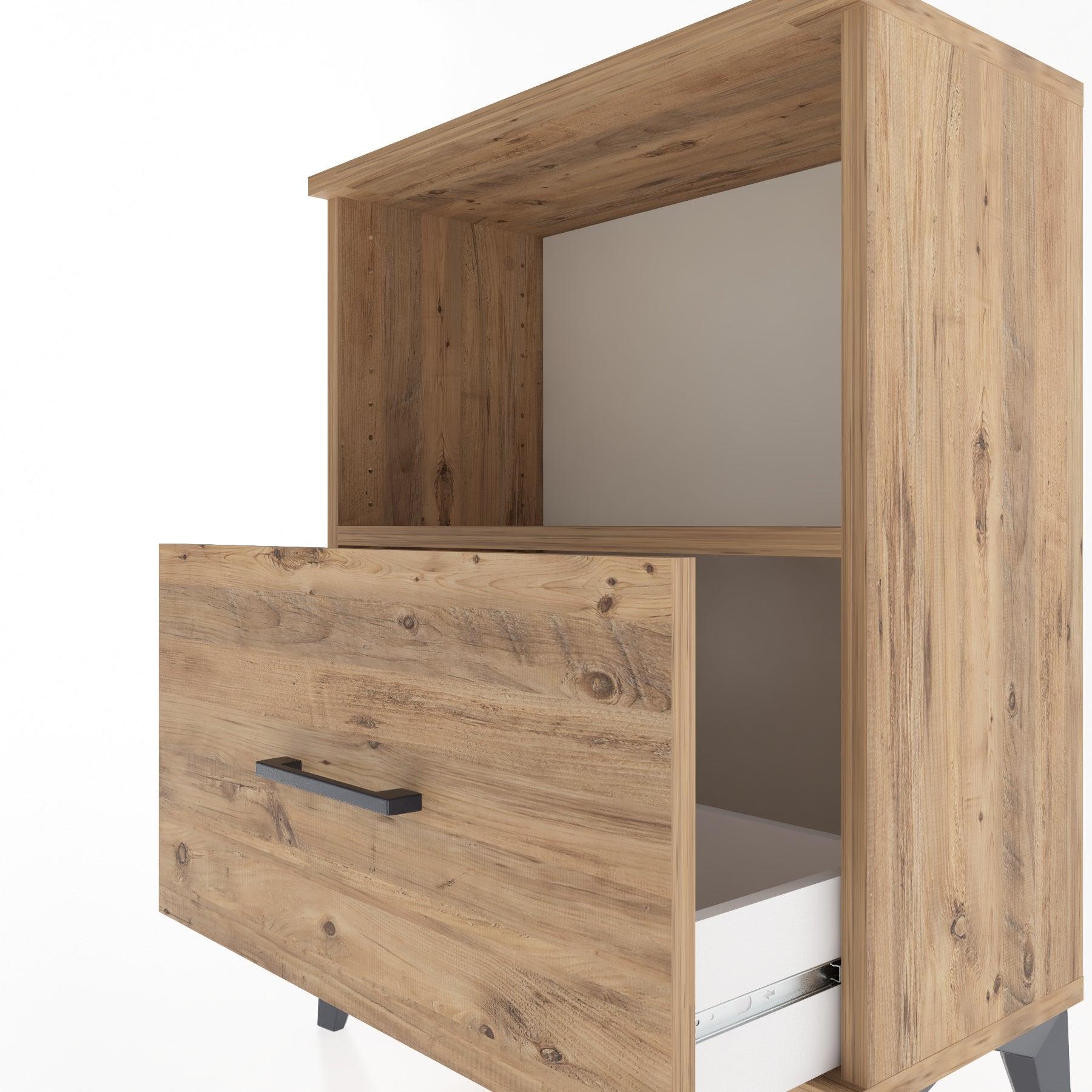 Woodntry Modular Nightstand Pine 60x30x68 cm with Drawers and Shelves CR11-3