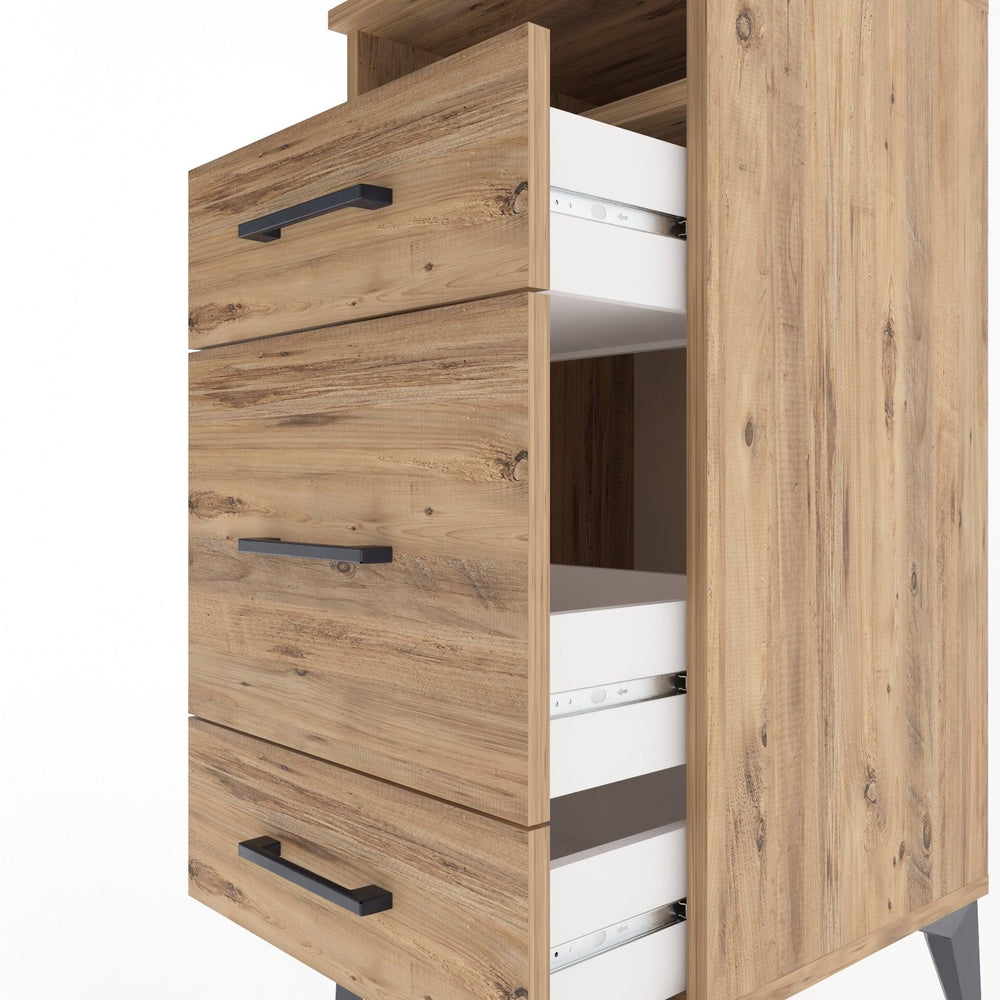 Woodntry Modüler Komodin Çam 44x44x84 cm Çekmeceli ve Raflı CR11-3