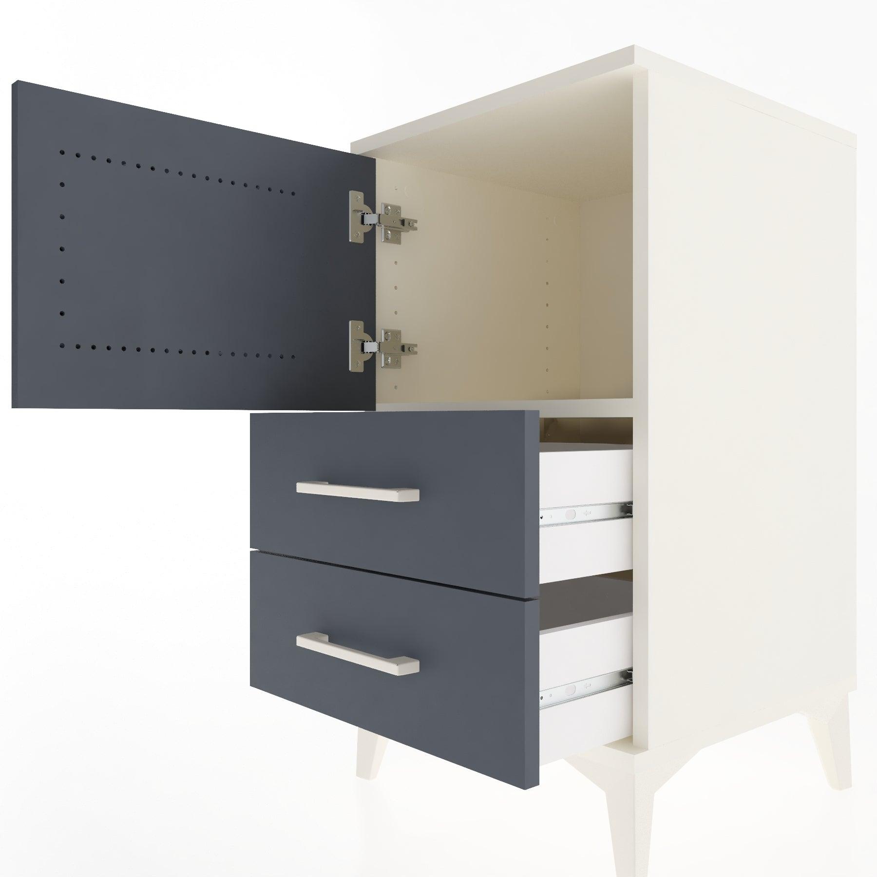 Woodntry Modular Nightstand Moonstone 44x44x68 cm with Cover and Drawer KC12-1
