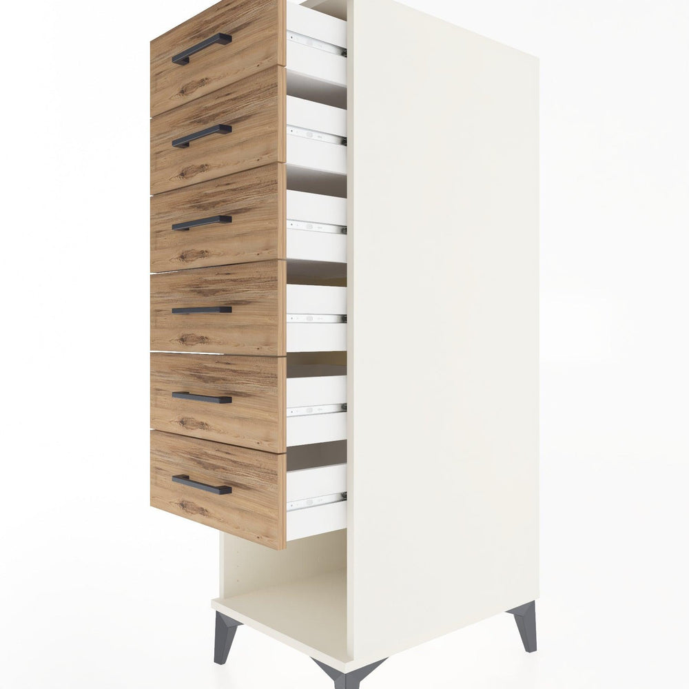 Woodntry Modüler Dolap Aytaşı 44x30x122 cm Kapaklı ve Çekmeceli KC62-1