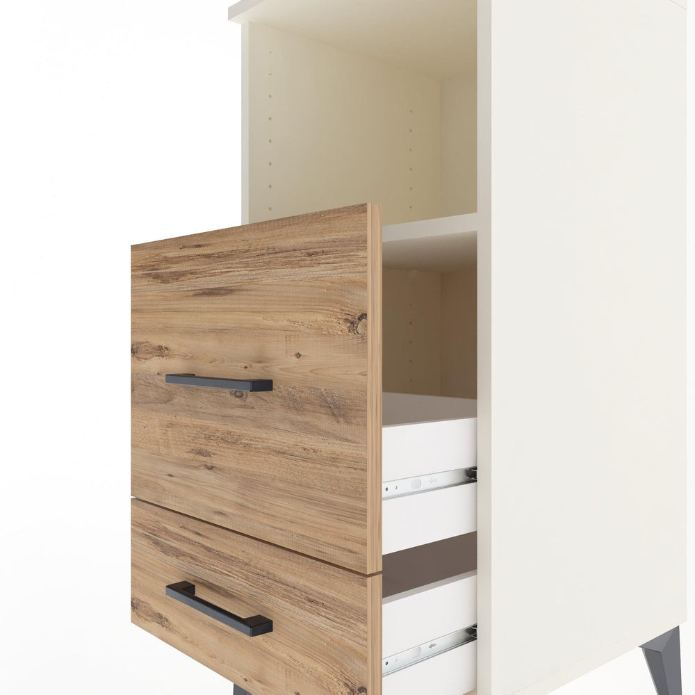 Woodntry Modular Nightstand Moonstone 44x44x84 cm with Drawer and Shelf CR12-1