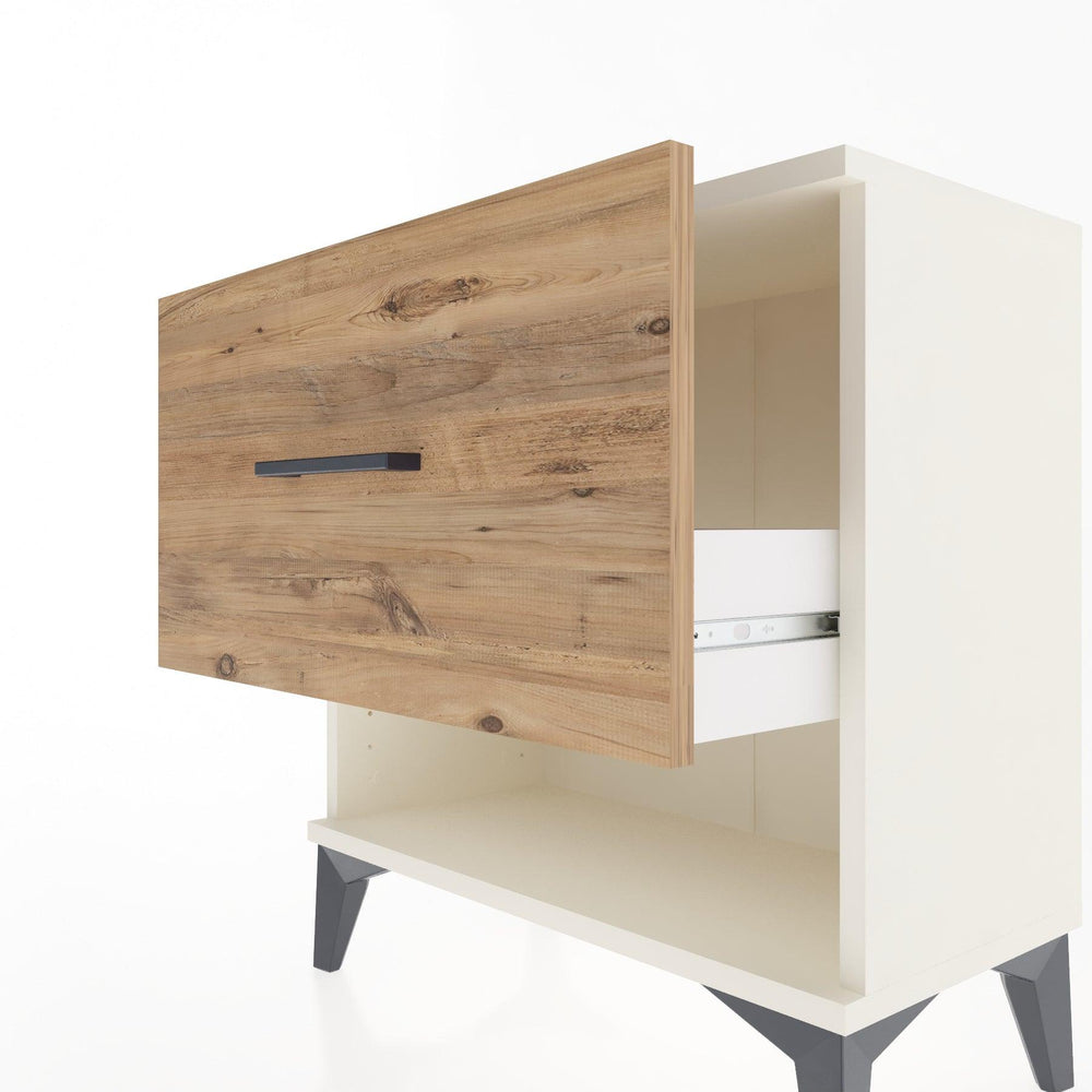 Woodntry Modular Nightstand Moonstone 60x30x52 cm with Drawer and Shelf CR12-1