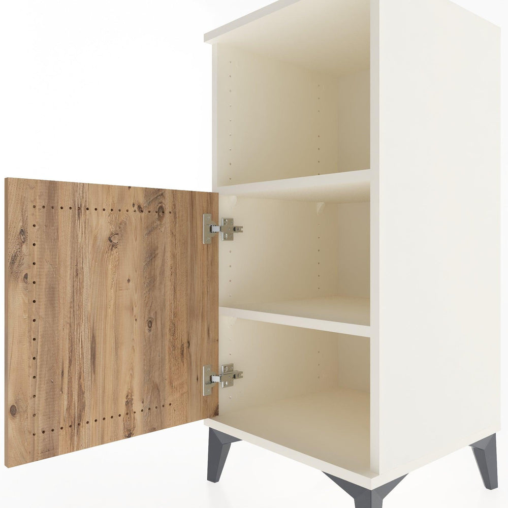 Woodntry Modüler Komodin Aytaşı 44x44x84 cm Kapaklı ve Raflı KR34-1