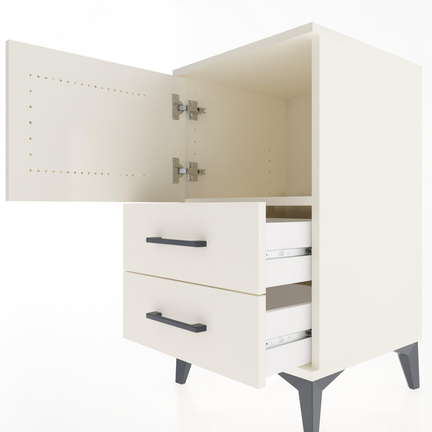 Woodntry Modular Nightstand Moonstone 44x44x68 cm with Cover and Drawer KC12-1