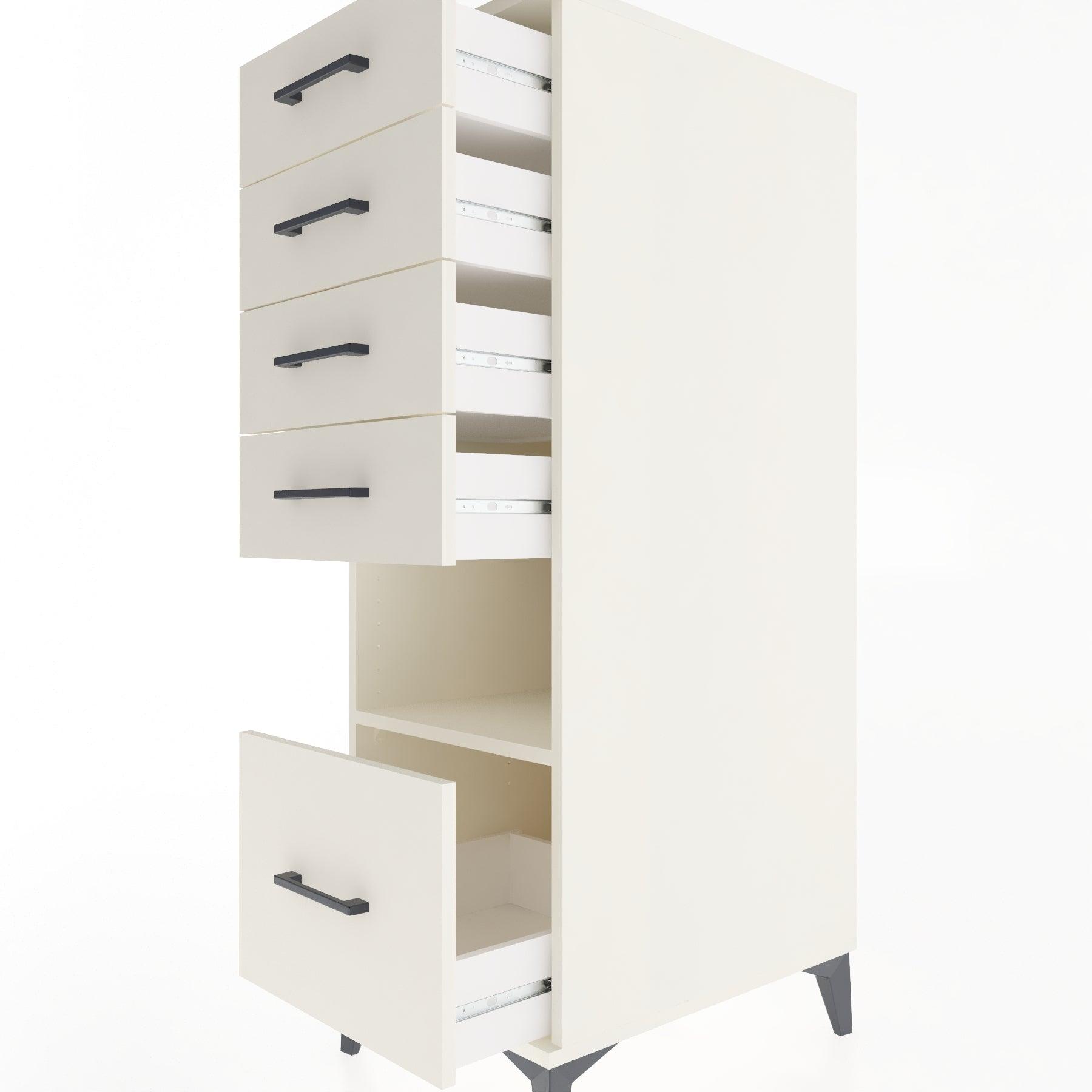 Woodntry Modular Cabinet Moonstone 44x30x122 cm with Drawers and Shelves CR12-1