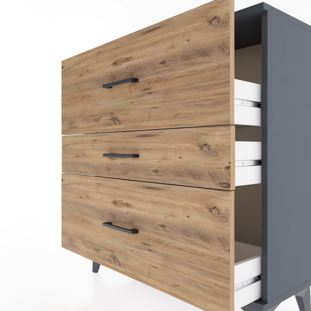 Woodntry Modüler Şifonyer Antrasit 88x30x84 cm Çekmeceli C12-2