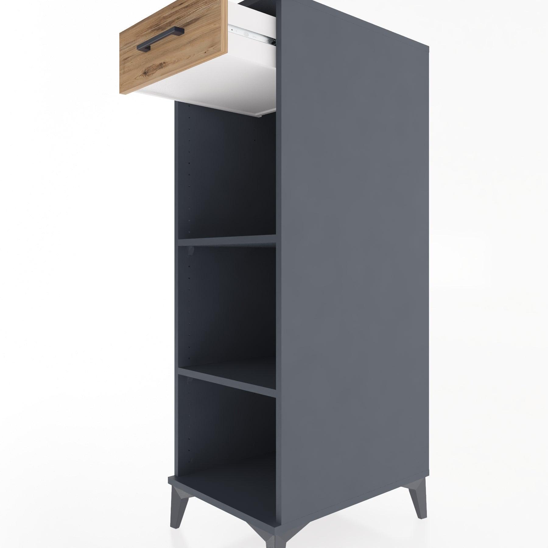 Woodntry Modular Cabinet Anthracite 44x30x122 cm with Drawers and Shelves CR112-2