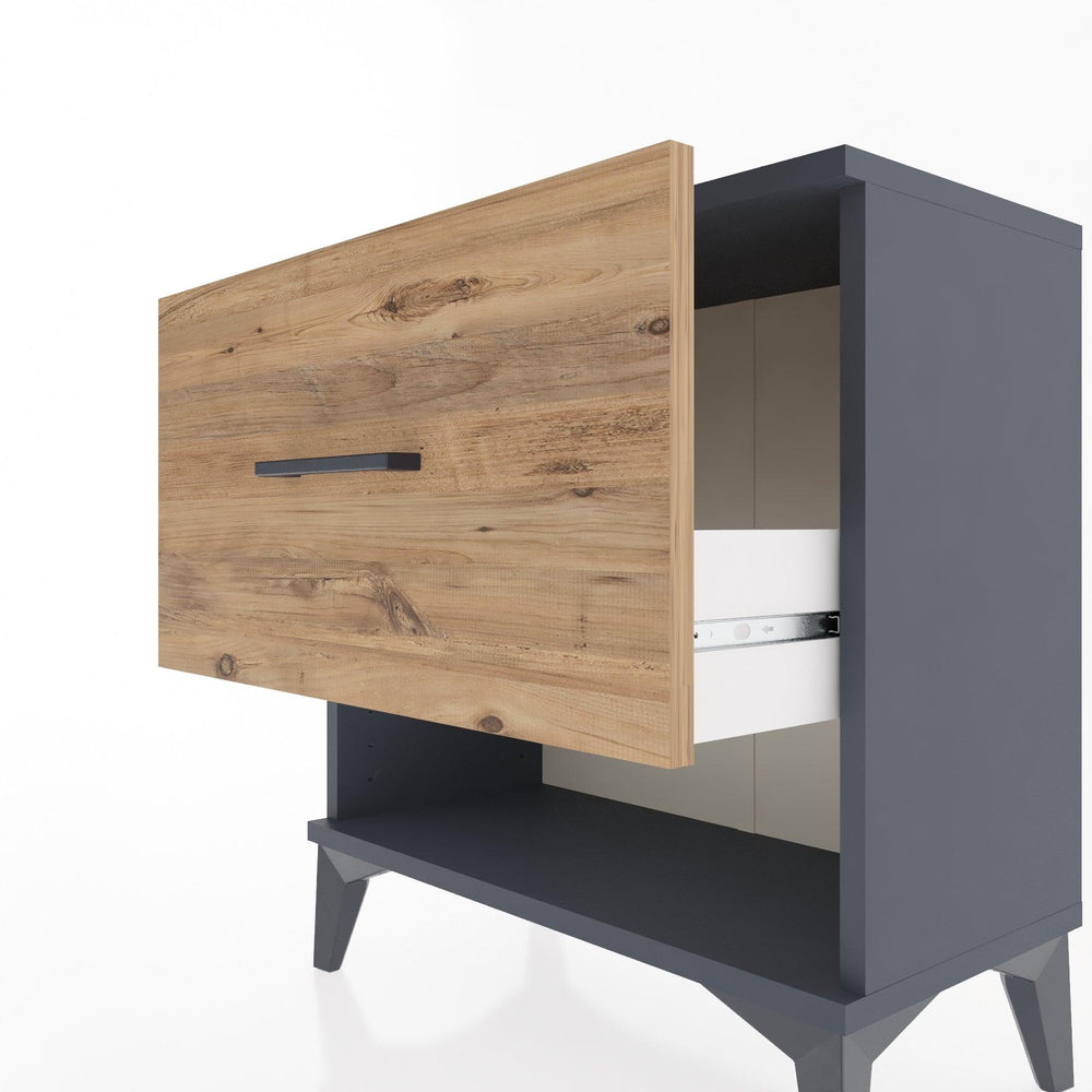 Woodntry Modular Nightstand Anthracite 60x30x52 cm with Drawers and Shelves CR12-2