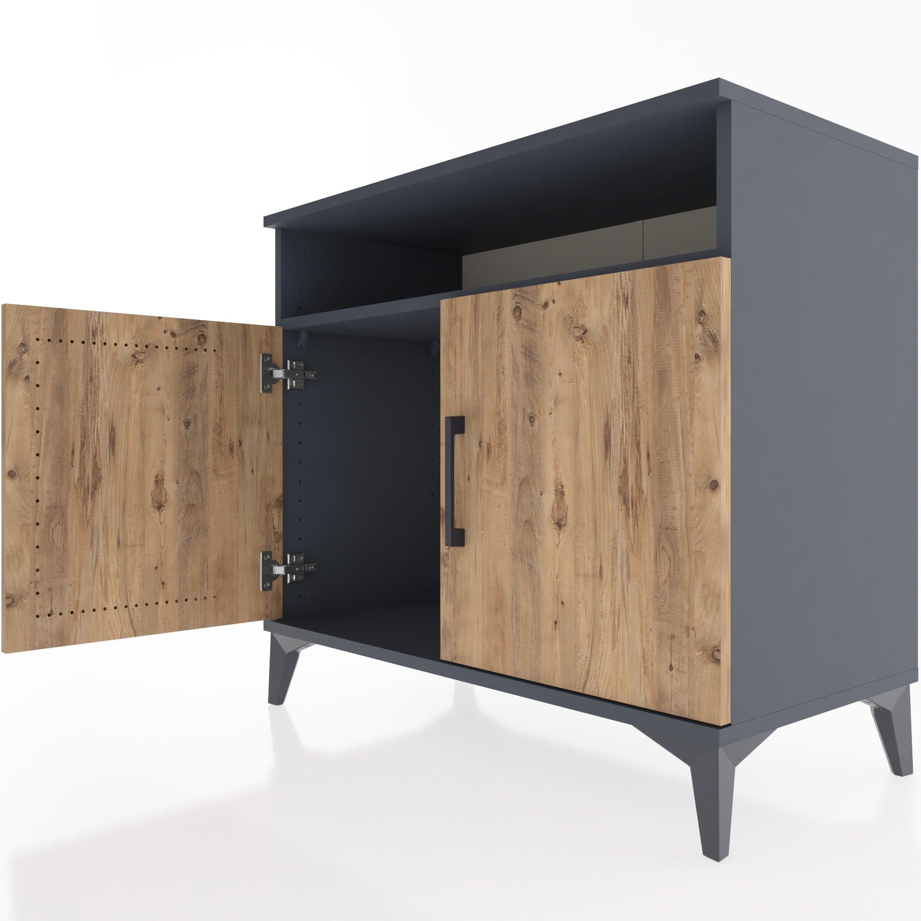 Woodntry Modüler Şifonyer Antrasit 88x44x68 cm Kapaklı ve Raflı KR12-2
