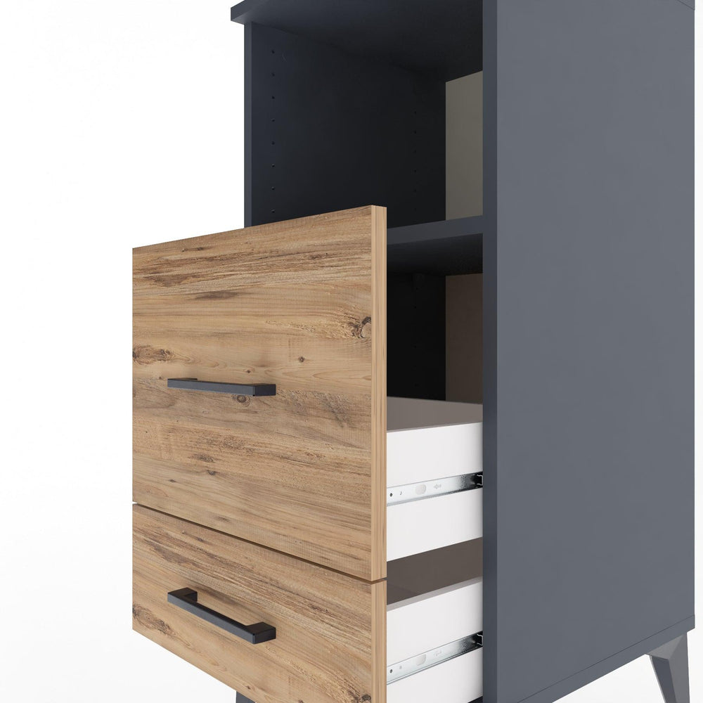 Woodntry Modular Nightstand Anthracite 44x44x84 cm with Drawers and Shelves CR12-2