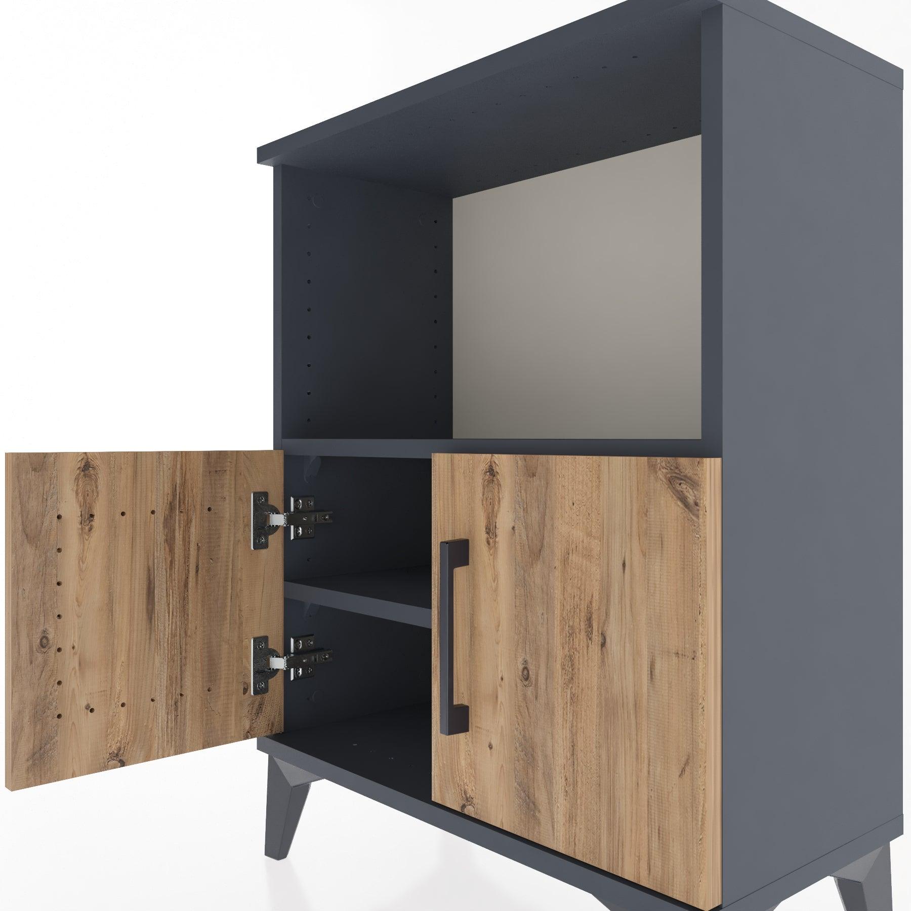 Woodntry Modular Nightstand Anthracite 60x30x68 cm with Cover and Shelf KR12-2