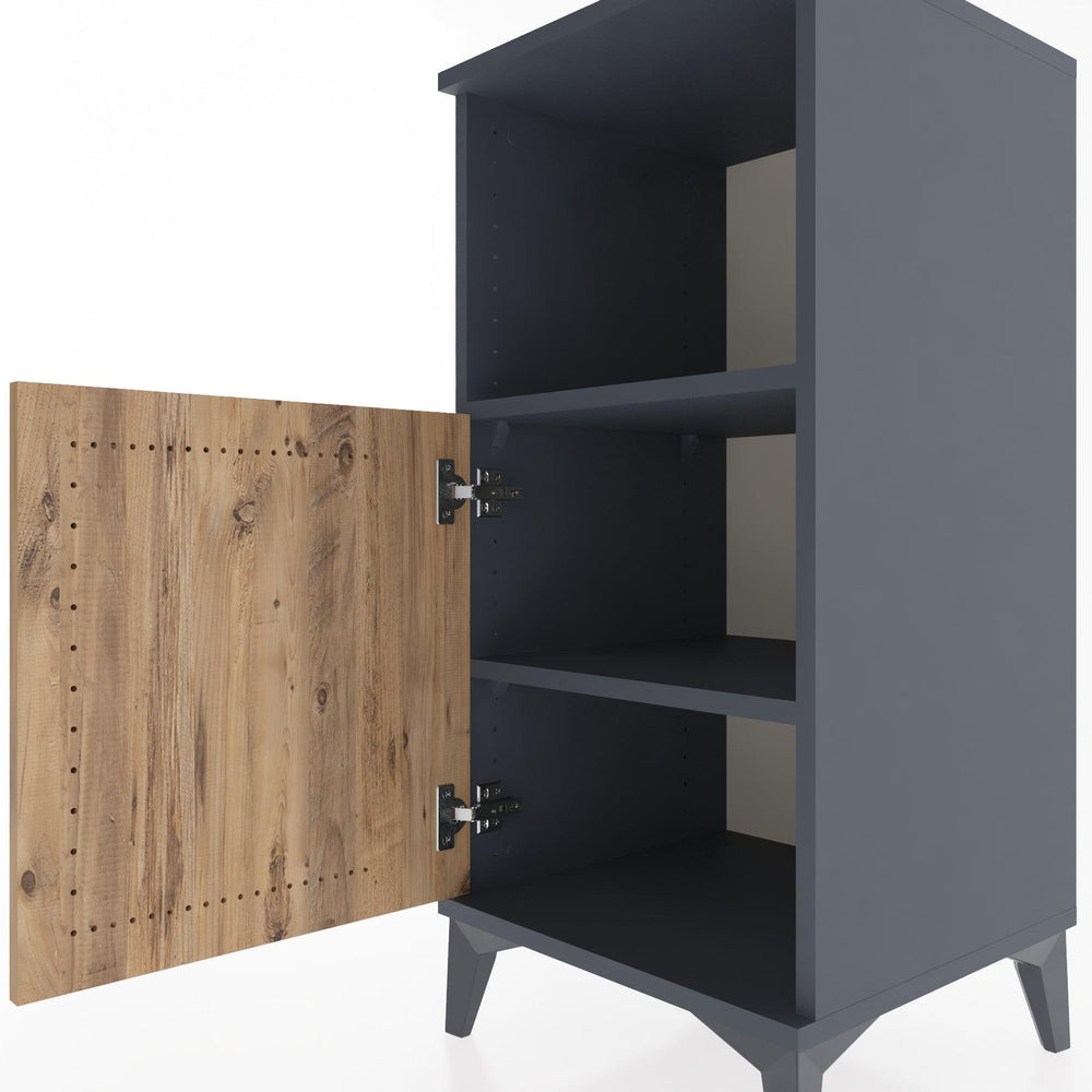 Woodntry Modular Nightstand Anthracite 44x44x84 cm with Cover and Shelf KR34-2