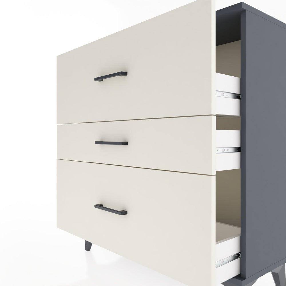 Woodntry Modüler Şifonyer Antrasit 88x30x84 cm Çekmeceli C12-2