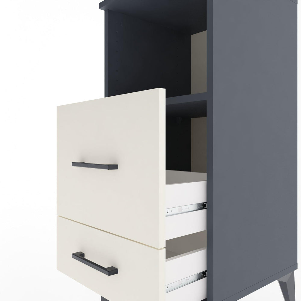 Woodntry Modular Nightstand Anthracite 44x44x84 cm with Drawers and Shelves CR12-2