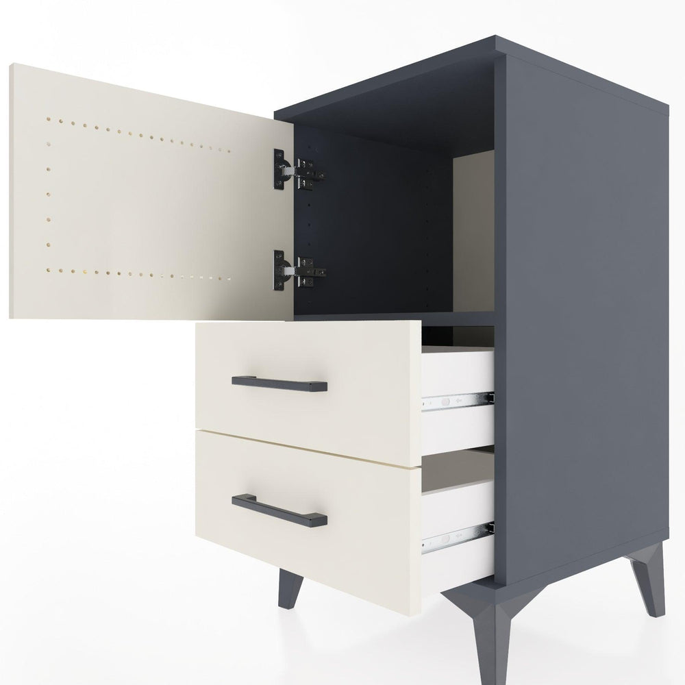 Woodntry Modular Nightstand Anthracite 44x44x68 cm with Cover and Drawer KC12-2