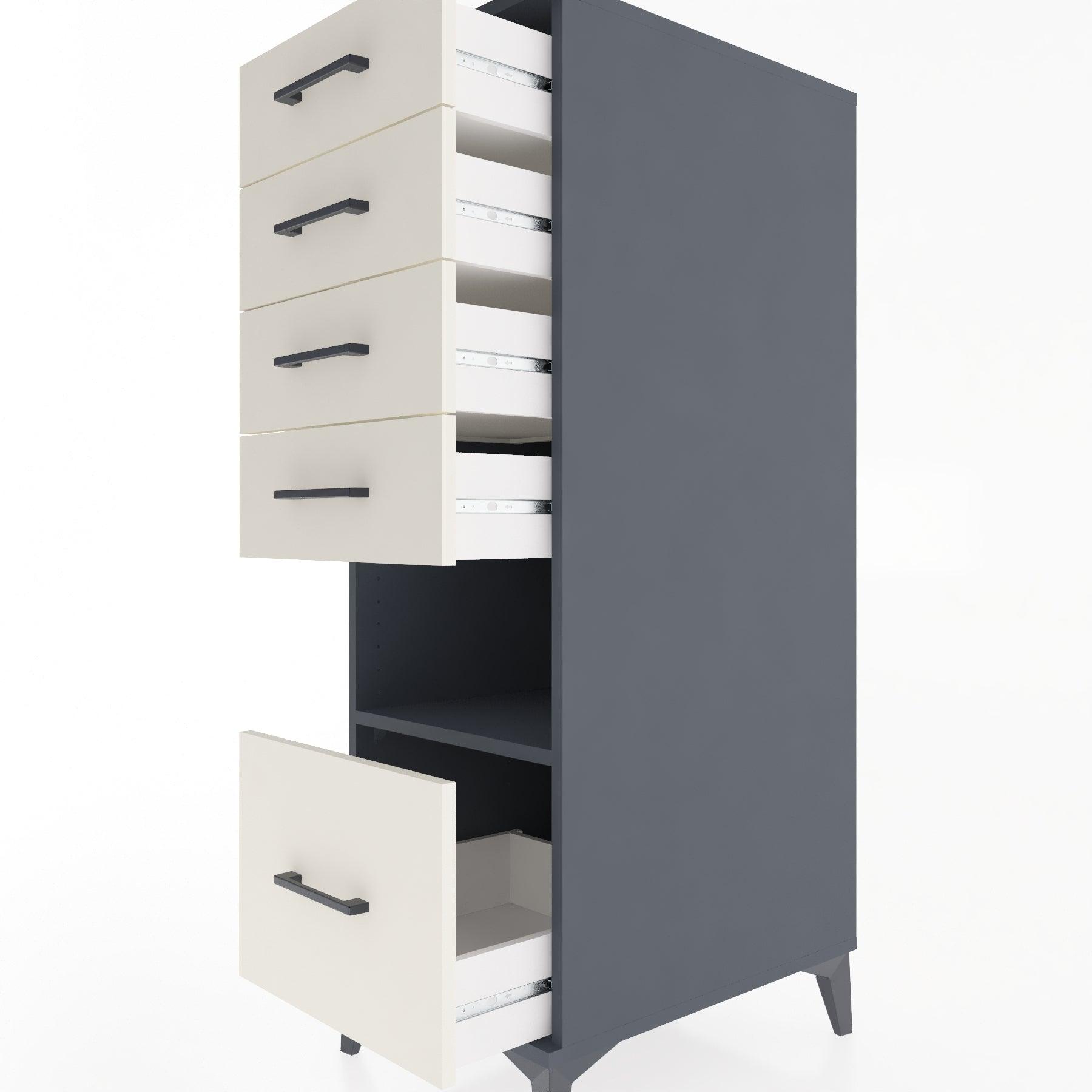 Woodntry Modular Cabinet Anthracite 44x30x122 cm with Drawers and Shelves CR12-2