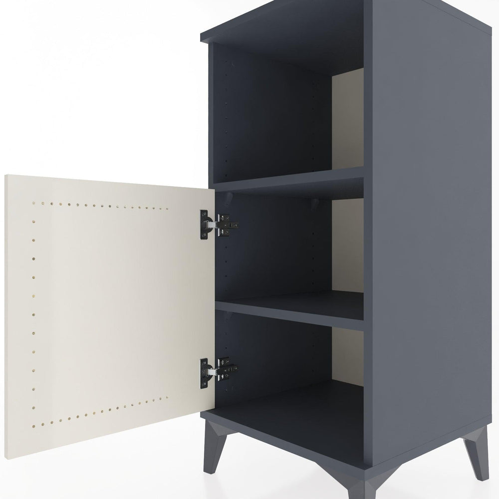 Woodntry Modular Nightstand Anthracite 44x44x84 cm with Cover and Shelf KR34-2