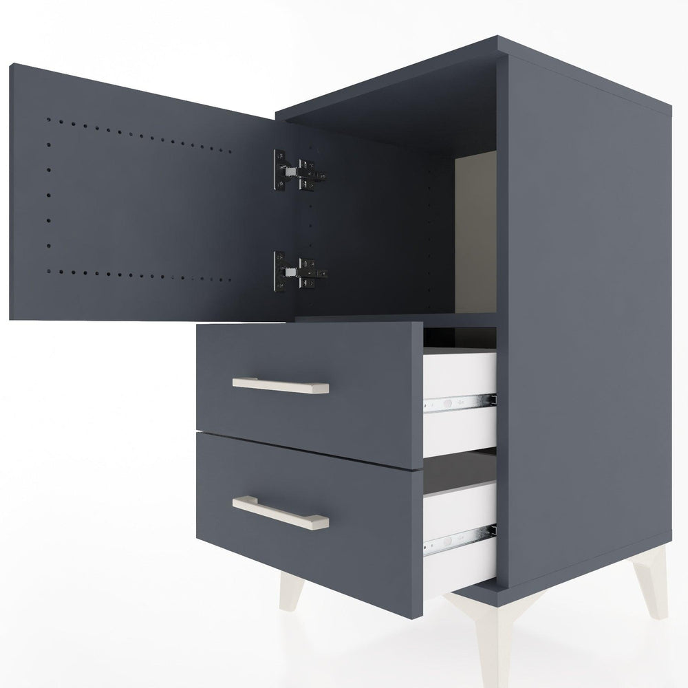 Woodntry Modular Nightstand Anthracite 44x44x68 cm with Cover and Drawer KC12-2