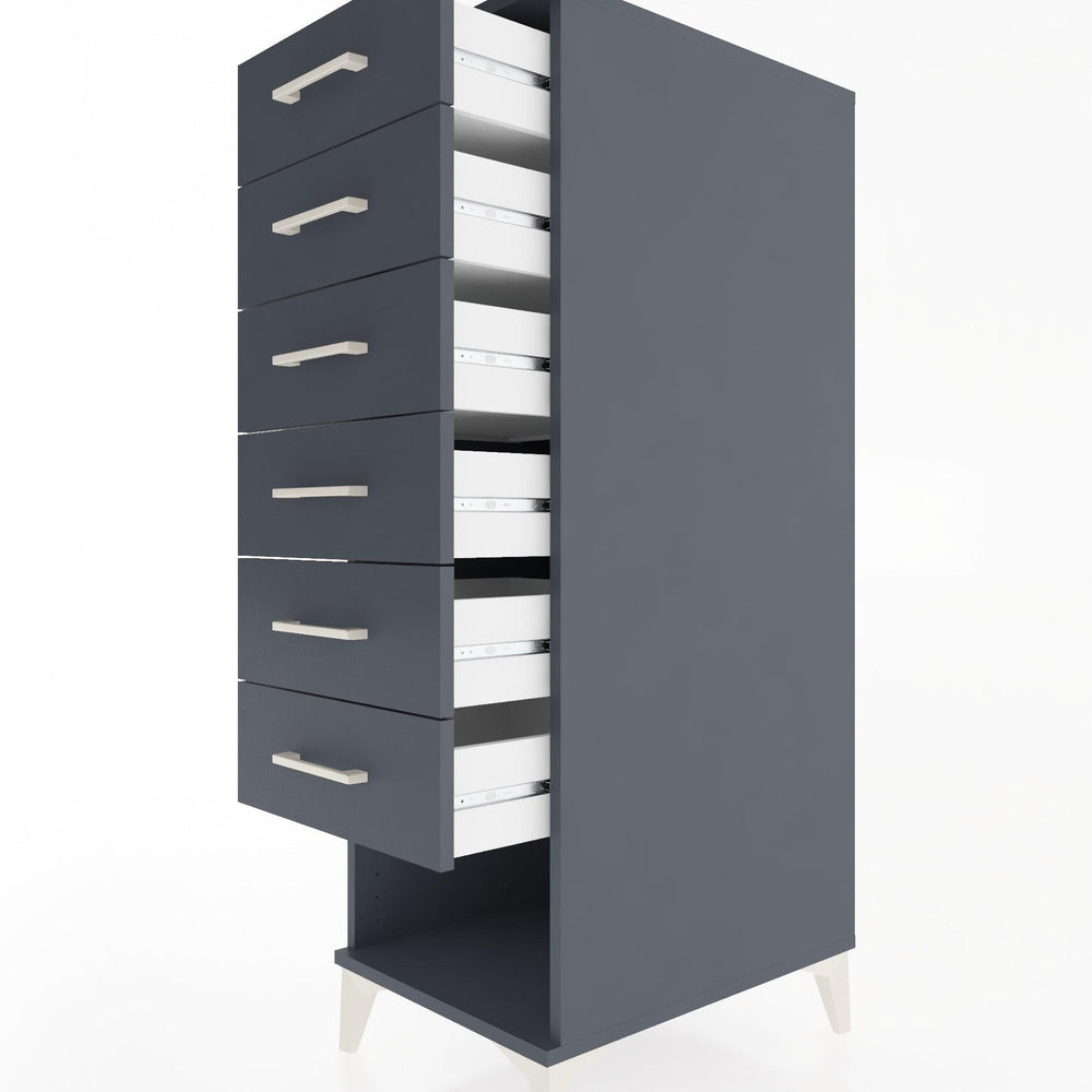 Woodntry Modüler Dolap Antrasit 44x30x122 cm Kapaklı ve Çekmeceli KC62-2