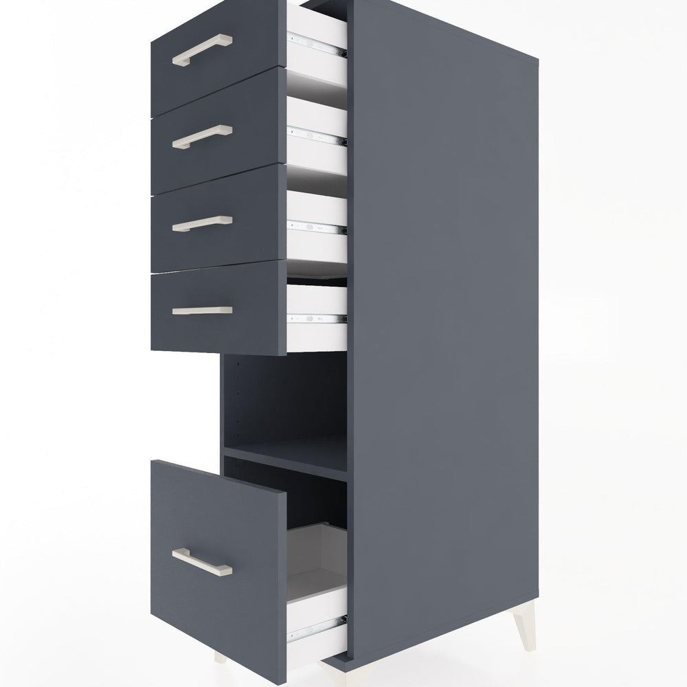 Woodntry Modular Cabinet Anthracite 44x30x122 cm with Drawers and Shelves CR12-2