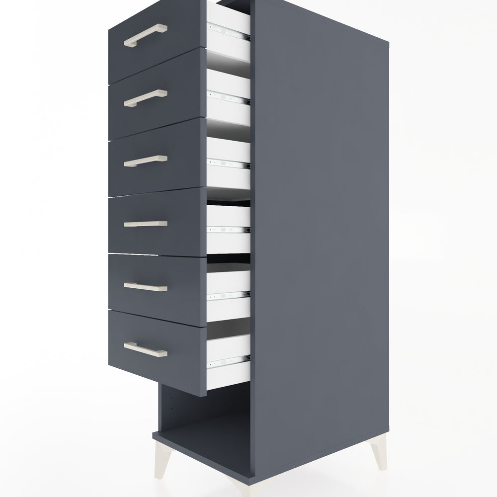 Woodntry Modüler Dolap Antrasit 44x59x122 cm Çekmeceli ve Raflı CR62-2