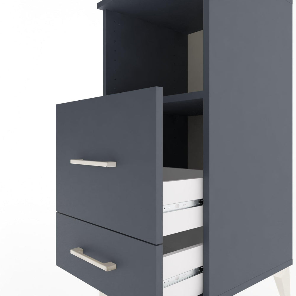 Woodntry Modular Nightstand Anthracite 44x44x84 cm with Drawers and Shelves CR12-2
