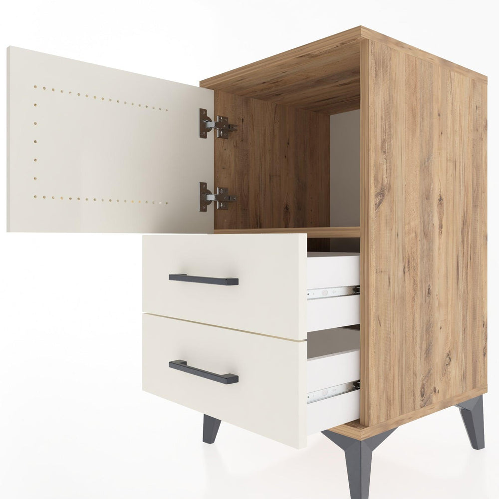 Woodntry Modular Nightstand Pine 44x44x68 cm with Cover and Drawer KC12-3