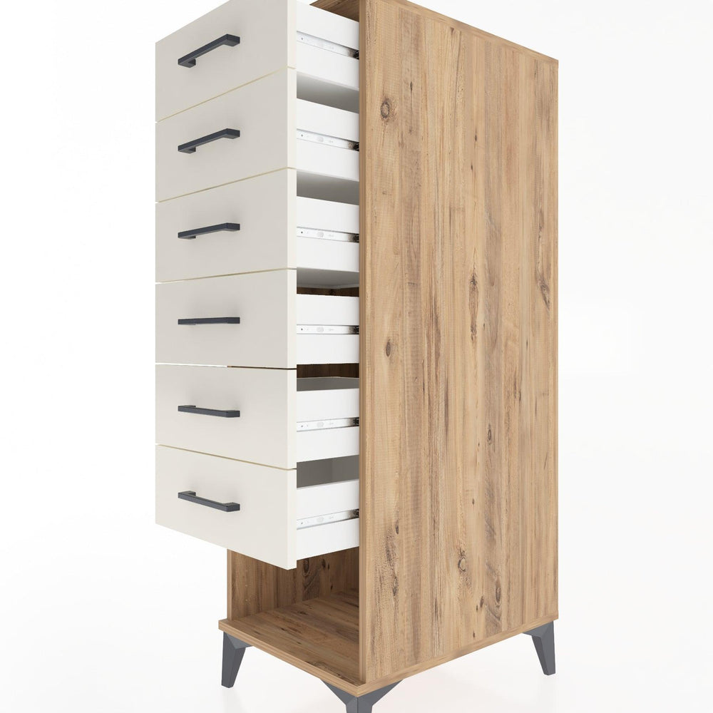 Woodntry Modular Cabinet Pine 44x30x122 cm with Doors and Drawers KC62-3