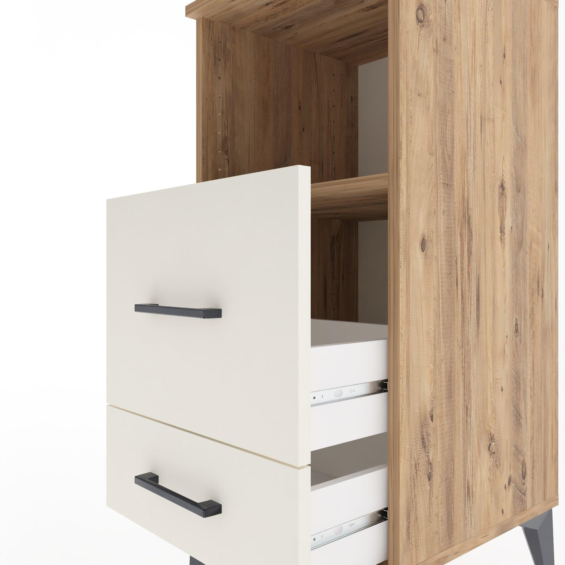 Woodntry Modular Nightstand Pine 44x44x84 cm with Drawers and Shelves CR12-3