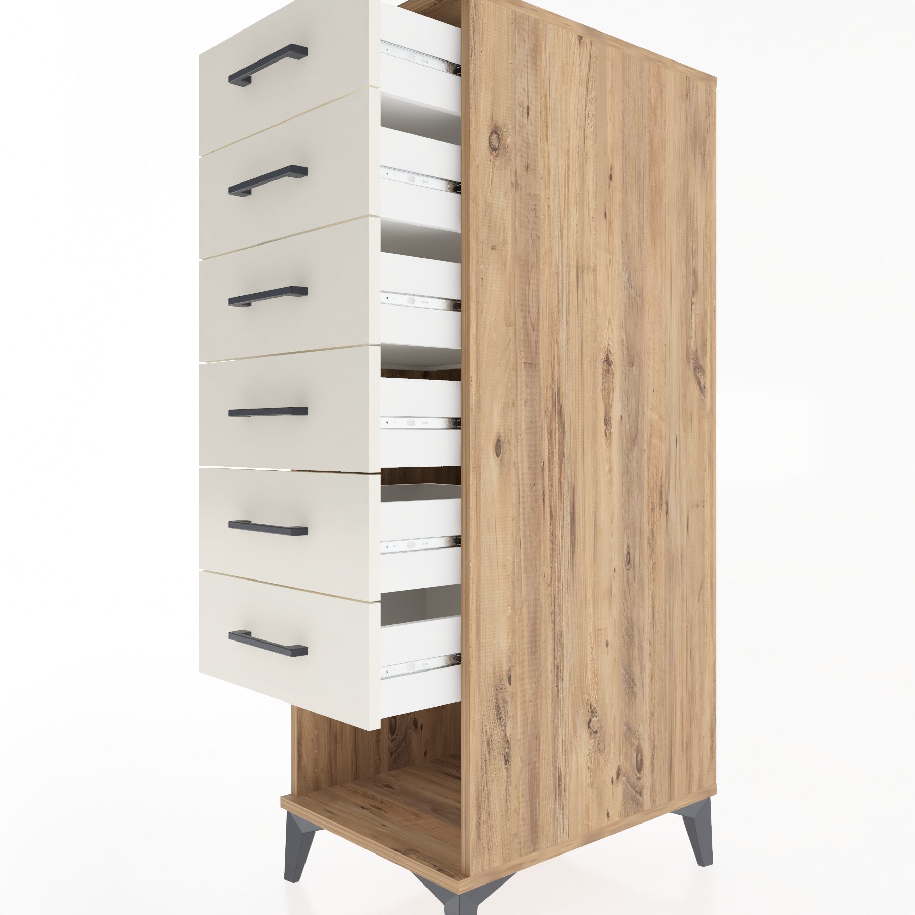 Woodntry Modular Cabinet Pine 44x59x122 cm with Drawers and Shelves CR62-3