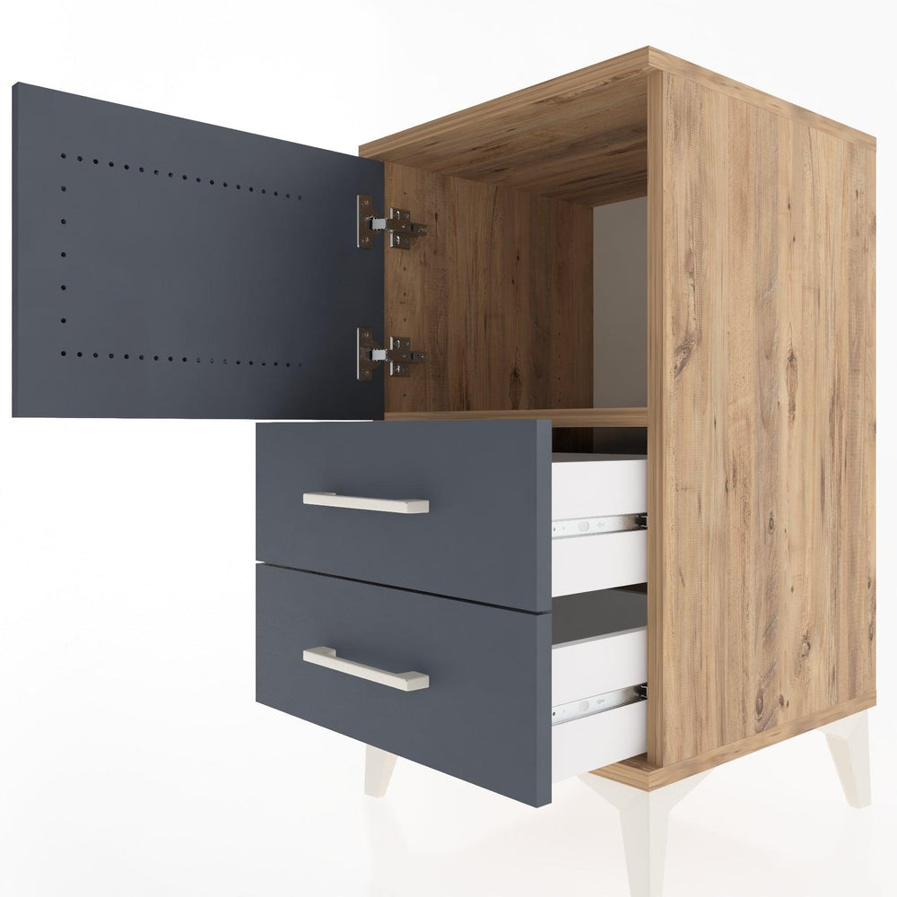 Woodntry Modular Nightstand Pine 44x44x68 cm with Cover and Drawer KC12-3